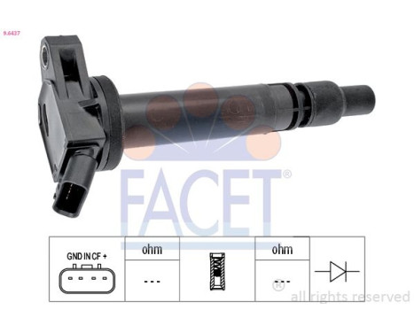 Ignition Coil Made in Italy - OE Equivalent 9.6437 Facet, Image 2