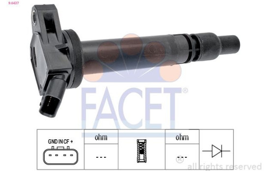 Ignition Coil Made in Italy - OE Equivalent 9.6437 Facet, Image 2