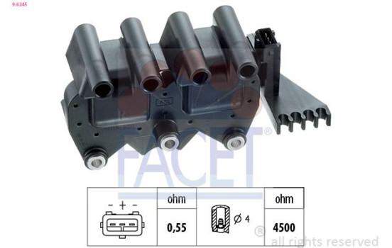 Ignition Coil OE Equivalent 9.6245 Facet, Image 2