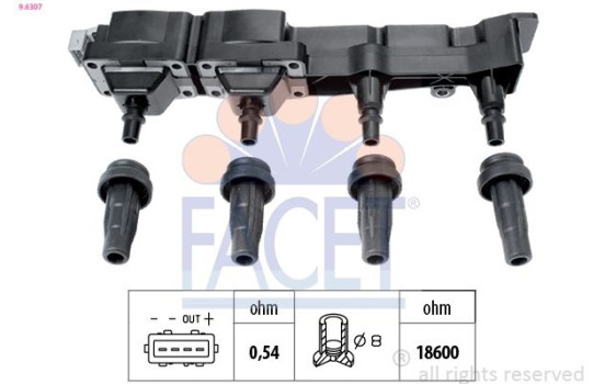Ignition Coil OE Equivalent 9.6307 Facet, Image 2