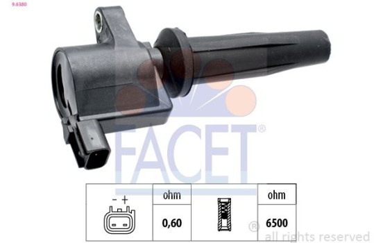 Ignition Coil OE Equivalent 9.6380 Facet, Image 2