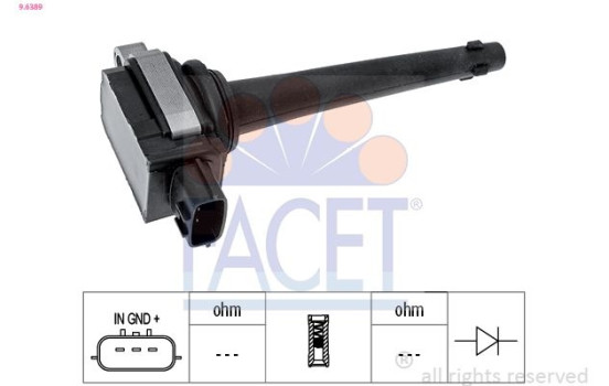 Ignition Coil OE Equivalent 9.6389 Facet, Image 2