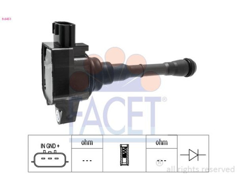 Ignition Coil OE Equivalent 9.6451 Facet, Image 2