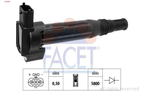 Ignition Coil OE Equivalent 9.6509 Facet, Image 2