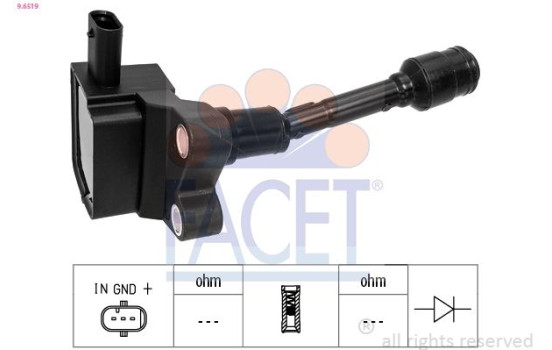 Ignition Coil OE Equivalent 9.6519 Facet, Image 2