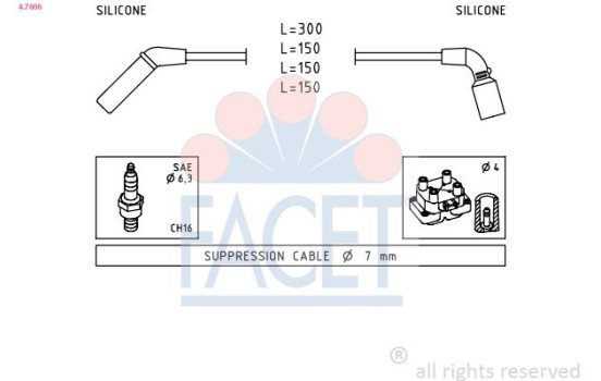 Ignition Cable Kit Made in Italy - OE Equivalent 4.7006 Facet