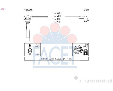 Ignition Cable Kit Made in Italy - OE Equivalent 4.7111 Facet