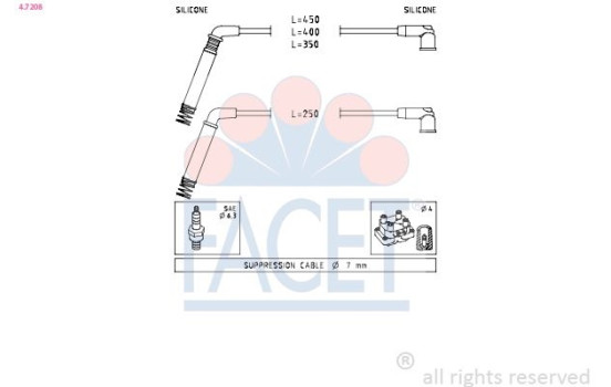 Ignition Cable Kit Made in Italy - OE Equivalent 4.7208 Facet