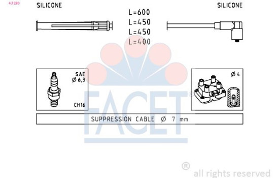 Ignition Cable Kit Made in Italy - OE Equivalent 4.7230 Facet