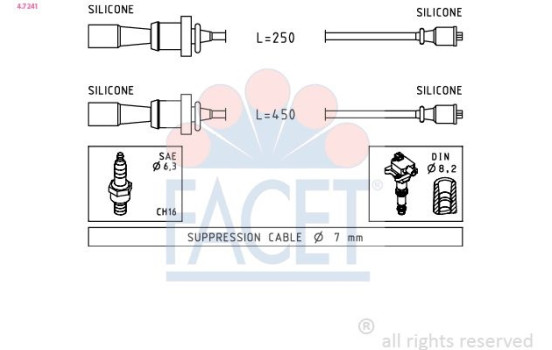 Ignition Cable Kit Made in Italy - OE Equivalent 4.7241 Facet