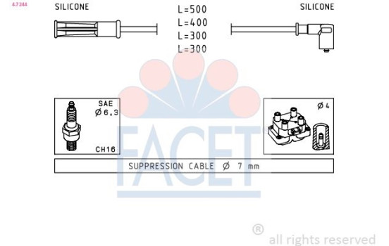 Ignition Cable Kit Made in Italy - OE Equivalent 4.7244 Facet