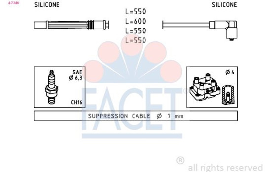 Ignition Cable Kit Made in Italy - OE Equivalent 4.7246 Facet
