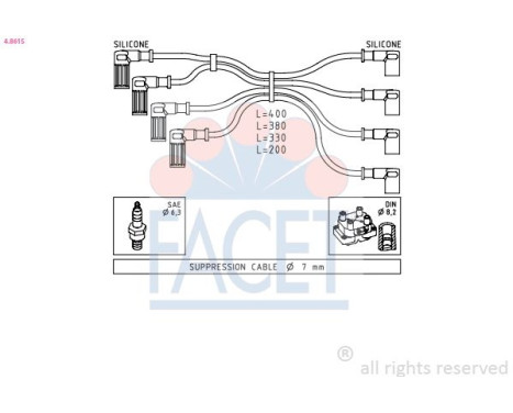 Ignition Cable Kit Made in Italy - OE Equivalent 4.8615 Facet
