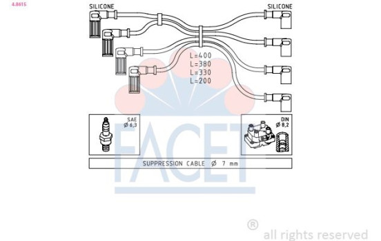 Ignition Cable Kit Made in Italy - OE Equivalent 4.8615 Facet