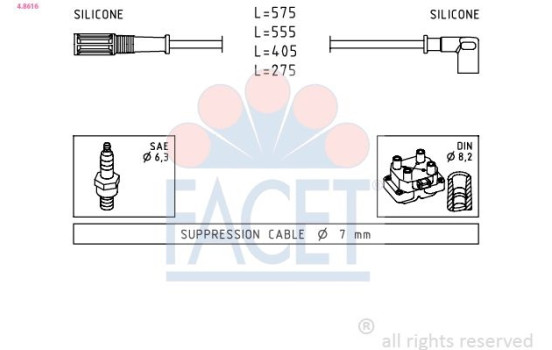 Ignition Cable Kit Made in Italy - OE Equivalent 4.8616 Facet