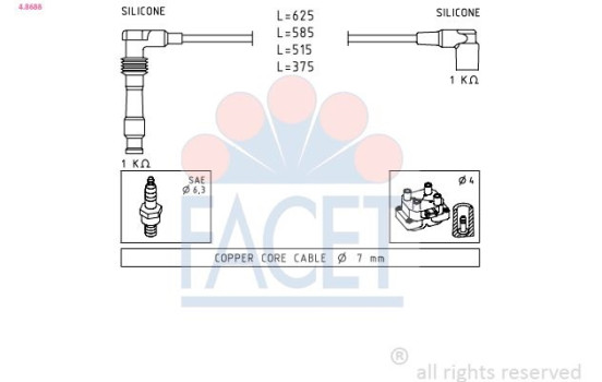 Ignition Cable Kit Made in Italy - OE Equivalent 4.8688 Facet