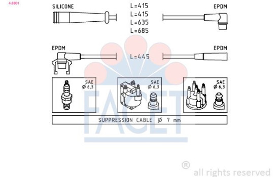 Ignition Cable Kit Made in Italy - OE Equivalent 4.8801 Facet
