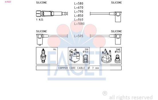 Ignition Cable Kit Made in Italy - OE Equivalent 4.9323 Facet