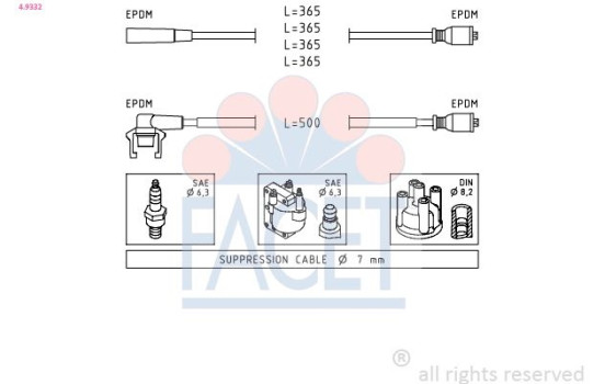 Ignition Cable Kit Made in Italy - OE Equivalent 4.9332 Facet