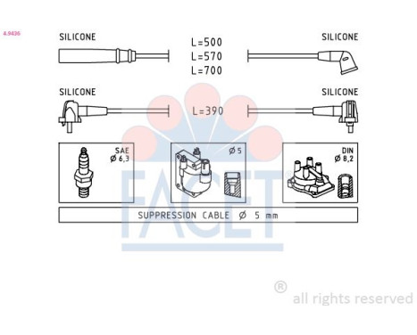 Ignition Cable Kit Made in Italy - OE Equivalent 4.9436 Facet