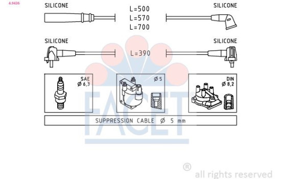 Ignition Cable Kit Made in Italy - OE Equivalent 4.9436 Facet