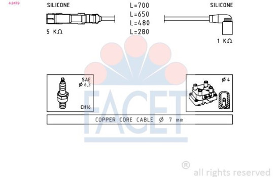 Ignition Cable Kit Made in Italy - OE Equivalent 4.9479 Facet