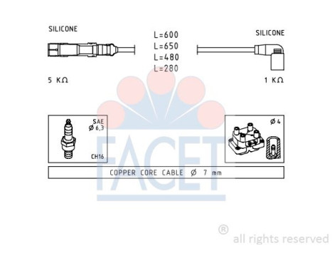 Ignition Cable Kit Made in Italy - OE Equivalent 4.9484 Facet