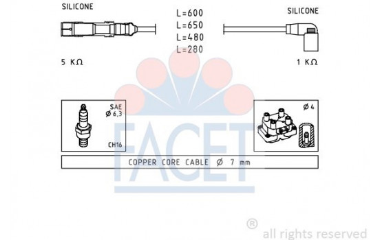 Ignition Cable Kit Made in Italy - OE Equivalent 4.9484 Facet