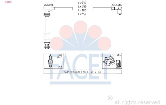 Ignition Cable Kit Made in Italy - OE Equivalent 4.9503 Facet