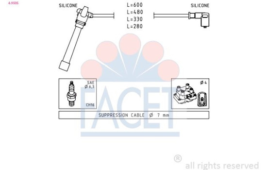 Ignition Cable Kit Made in Italy - OE Equivalent 4.9505 Facet