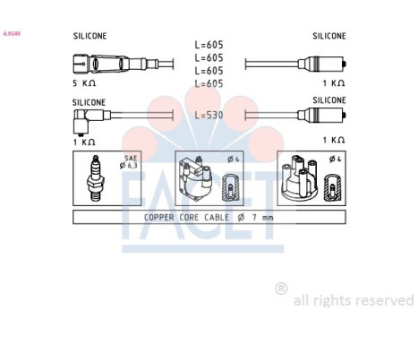 Ignition Cable Kit Made in Italy - OE Equivalent 4.9549 Facet