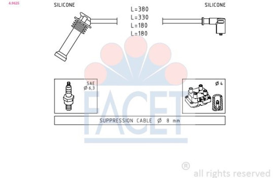 Ignition Cable Kit Made in Italy - OE Equivalent 4.9625 Facet