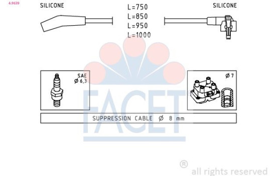 Ignition Cable Kit Made in Italy - OE Equivalent 4.9639 Facet