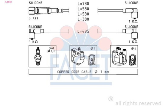 Ignition Cable Kit Made in Italy - OE Equivalent 4.9640 Facet