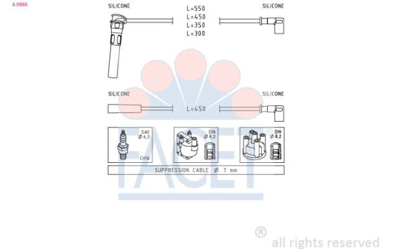 Ignition Cable Kit Made in Italy - OE Equivalent 4.9888 Facet