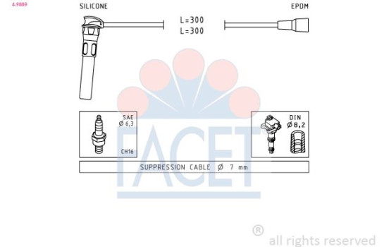Ignition Cable Kit Made in Italy - OE Equivalent 4.9889 Facet