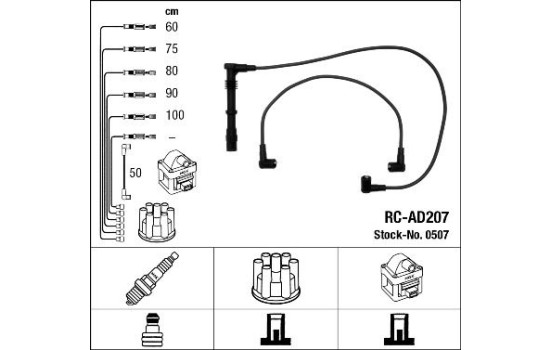 Ignition Cable Kit RC-AD207 NGK