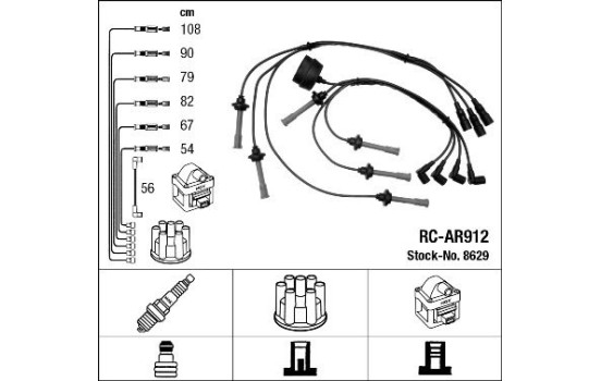 Ignition Cable Kit RC-AR912 NGK