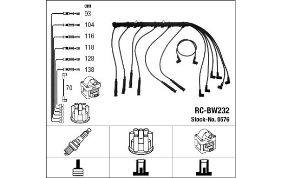 Ignition Cable Kit RC-BW232 NGK
