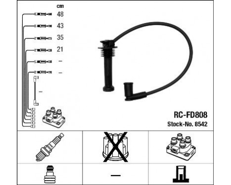 Ignition Cable Kit RC-FD808 NGK