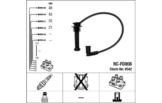 Ignition Cable Kit RC-FD808 NGK