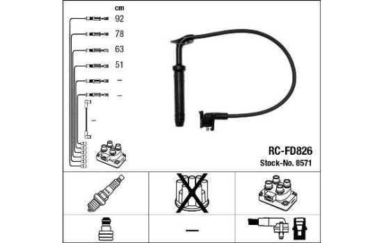Ignition Cable Kit RC-FD826 NGK