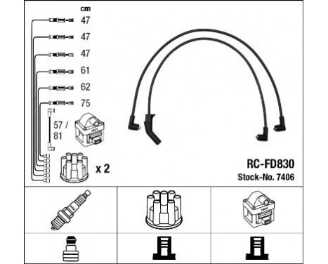 Ignition Cable Kit RC-FD830 NGK