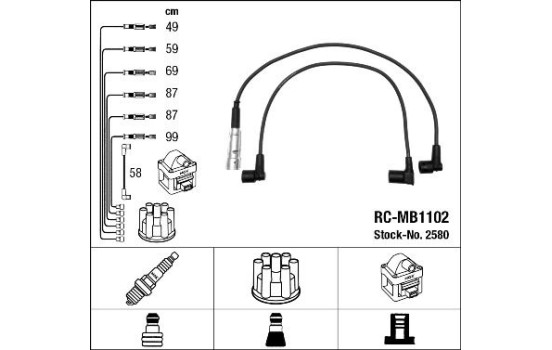 Ignition Cable Kit RC-MB1102 NGK
