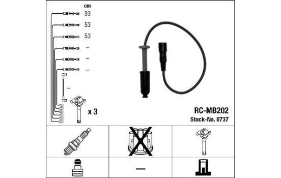 Ignition Cable Kit RC-MB202 NGK