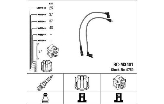 Ignition Cable Kit RC-MX401 NGK