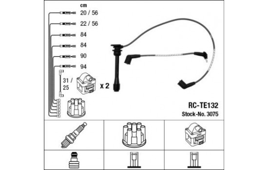 Ignition Cable Kit RC-TE132 NGK