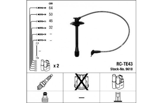 Ignition Cable Kit RC-TE43 NGK