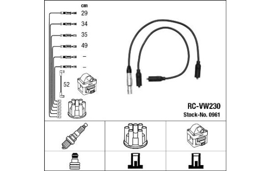 Ignition Cable Kit RC-VW230 NGK