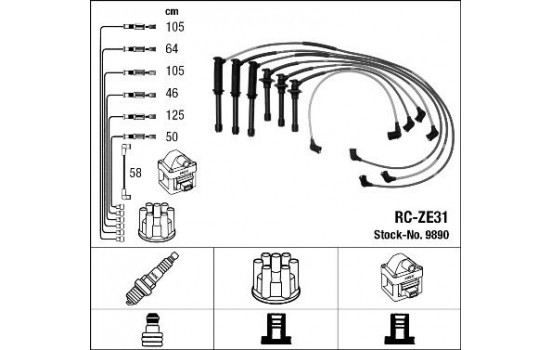 Ignition Cable Kit RC-ZE31 NGK